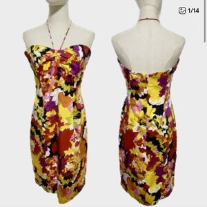 Victoria ROYAL MARY BAYS BEADED TROPICAL BARBIECORE STRAPLESS DRESS VINTAGE 8